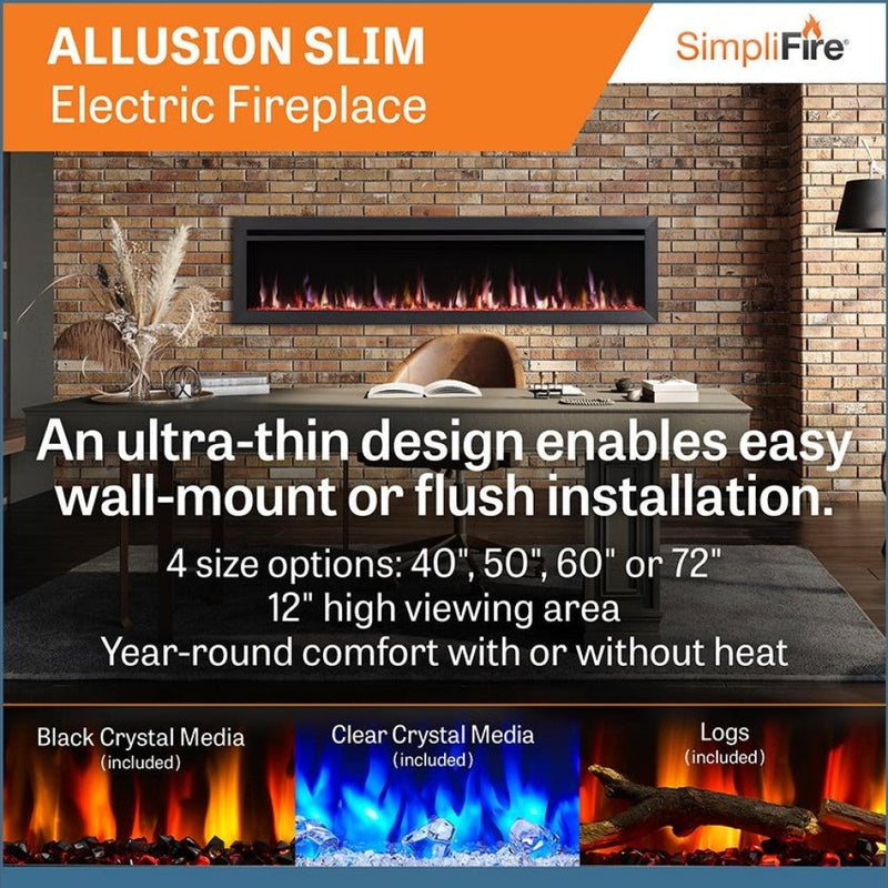 Simplifire Allusion Slim Fully Recessed/Wall-Mounted Electric Fireplace
