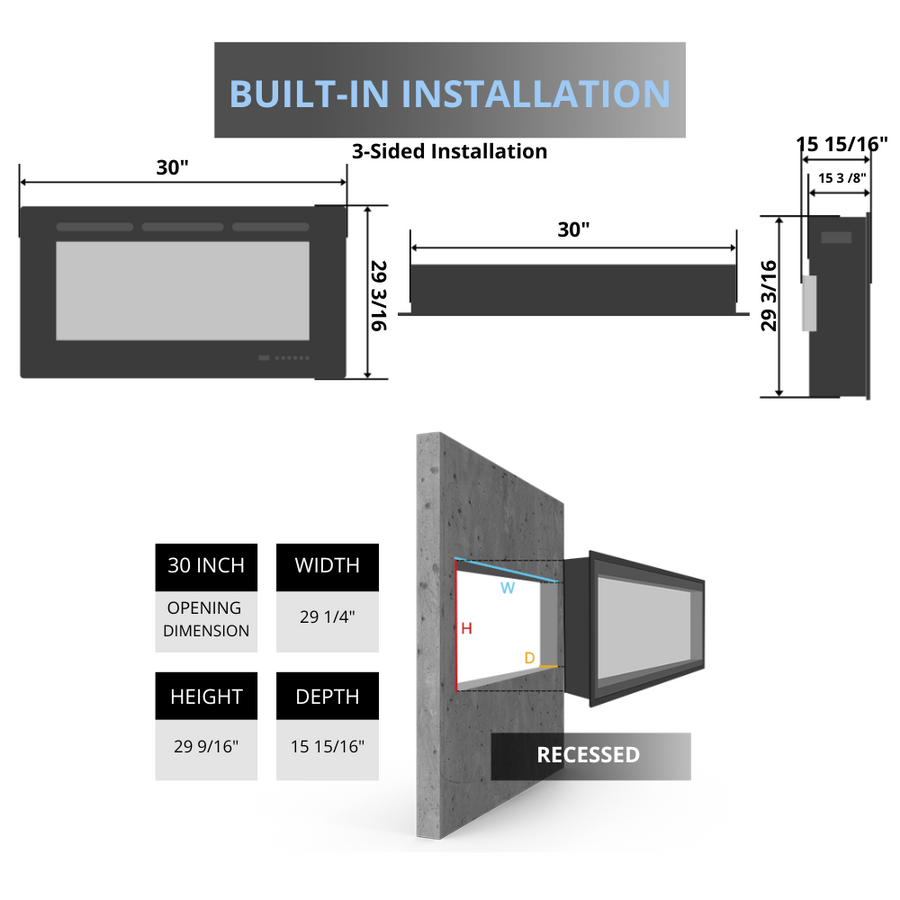 Dimplex Opti-Myst Aura 30-Inch 3-Sided Vapor Fireplace (3STEP-RGB-AM)