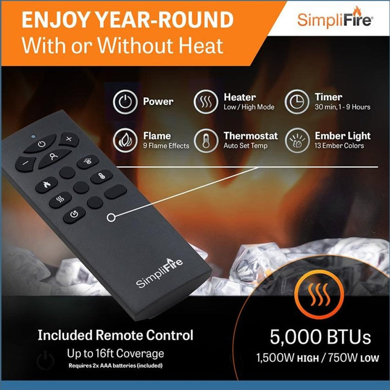Simplifire Allusion Slim Fully Recessed/Wall-Mounted Electric Fireplace