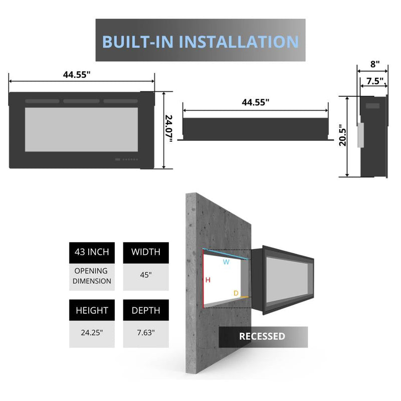 Simplifire Scion Recessed Electric Fireplace