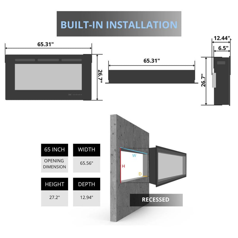 Simplifire Triton 3-Sided Built-in Smart Electric Fireplace