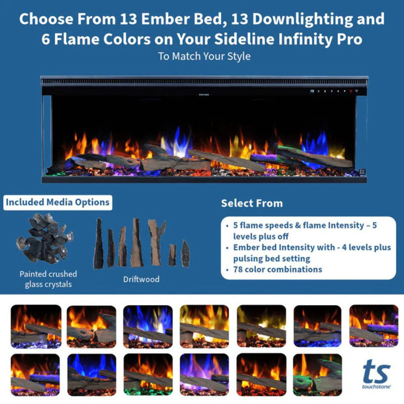 Touchstone Sideline Infinity PRO Recessed / Wall Mounted Electric Fireplace