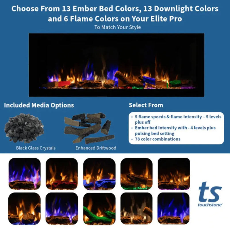 Touchstone Sideline Elite Pro Built-In/Wall Mounted Electric Fireplace