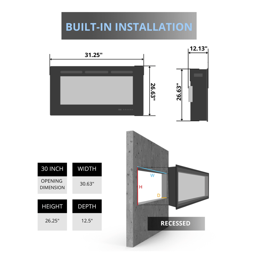 Dimplex Revillusion 30-Inch Built-in Electric Firebox