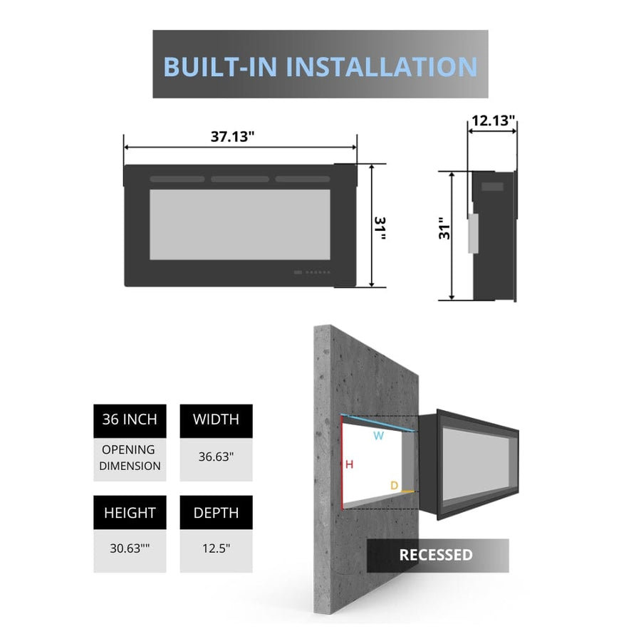 Dimplex Revillusion 36-Inch Portrait Built-in Electric Firebox
