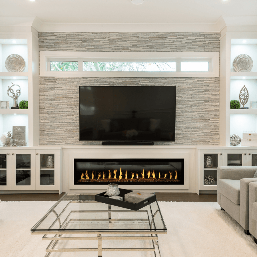 Modern Flames Orion Slim Electric Fireplace with gas flame style in living room