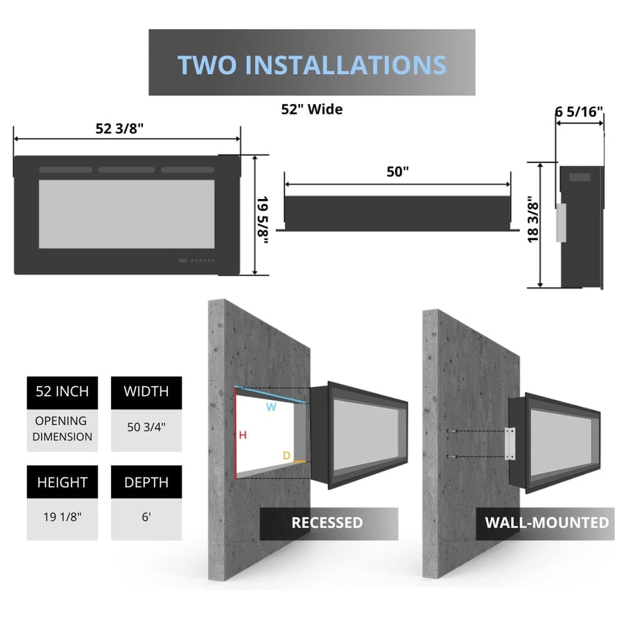 Modern Flames Orion Slim Series Electric Fireplace for 2x6 Walls