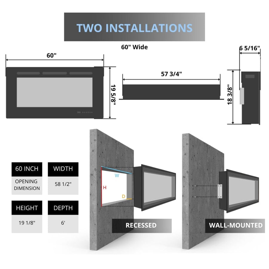 Modern Flames Orion Slim Series Electric Fireplace for 2x6 Walls