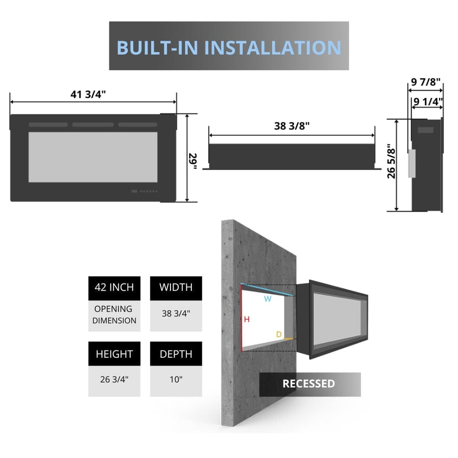 Modern Flames Redstone 42-Inch Built-In Electric Fireplace Insert
