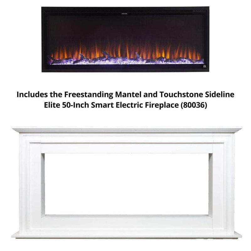 Touchstone Sideline Elite 50-Inch Freestanding Electric Fireplace with White Mantel (#90001-80036)