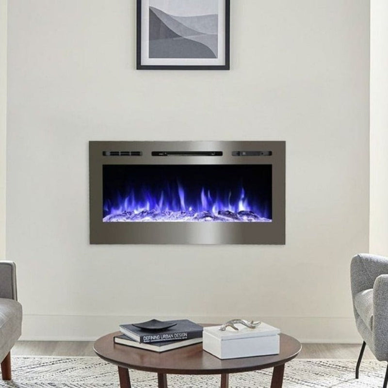 Touchstone Sideline Stainless Steel 50-Inch Recessed Electric Fireplace (#86273)