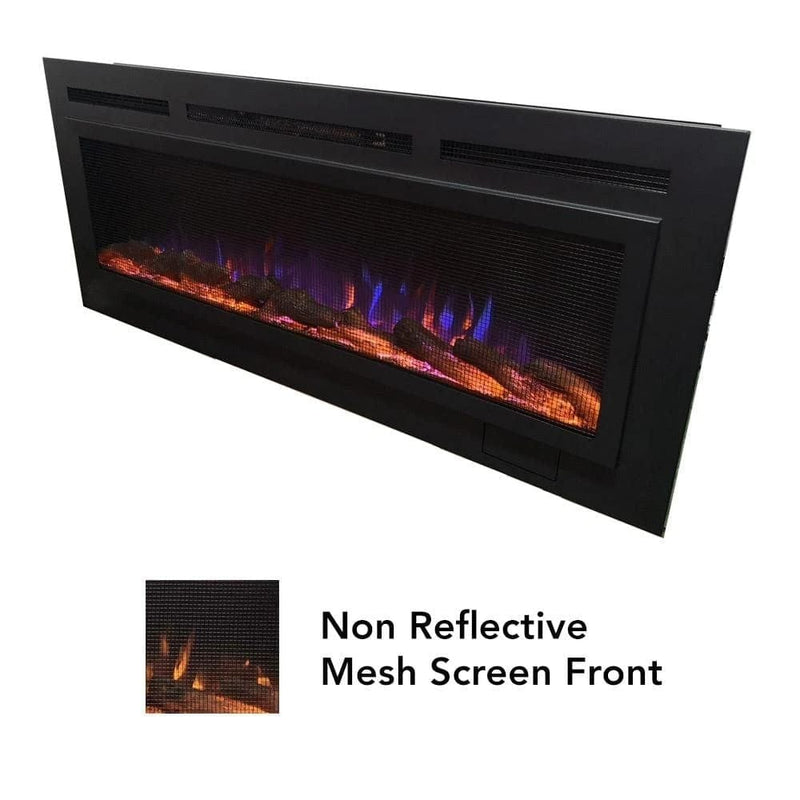 Touchstone Sideline Steel Recessed Electric Fireplace with Mesh Screen