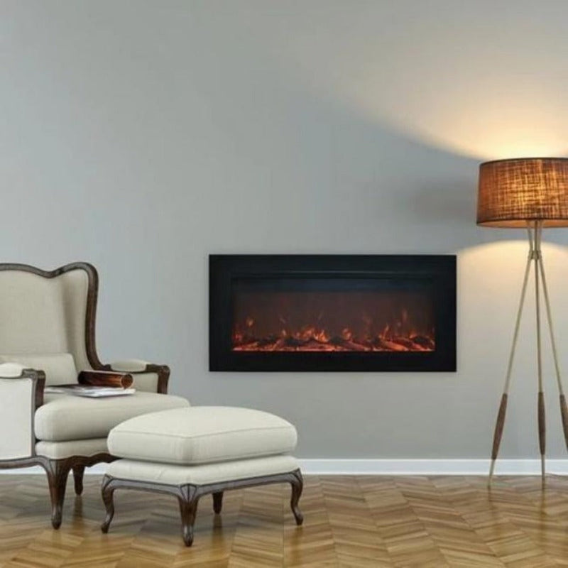Touchstone Sideline Steel Recessed Electric Fireplace with Mesh Screen
